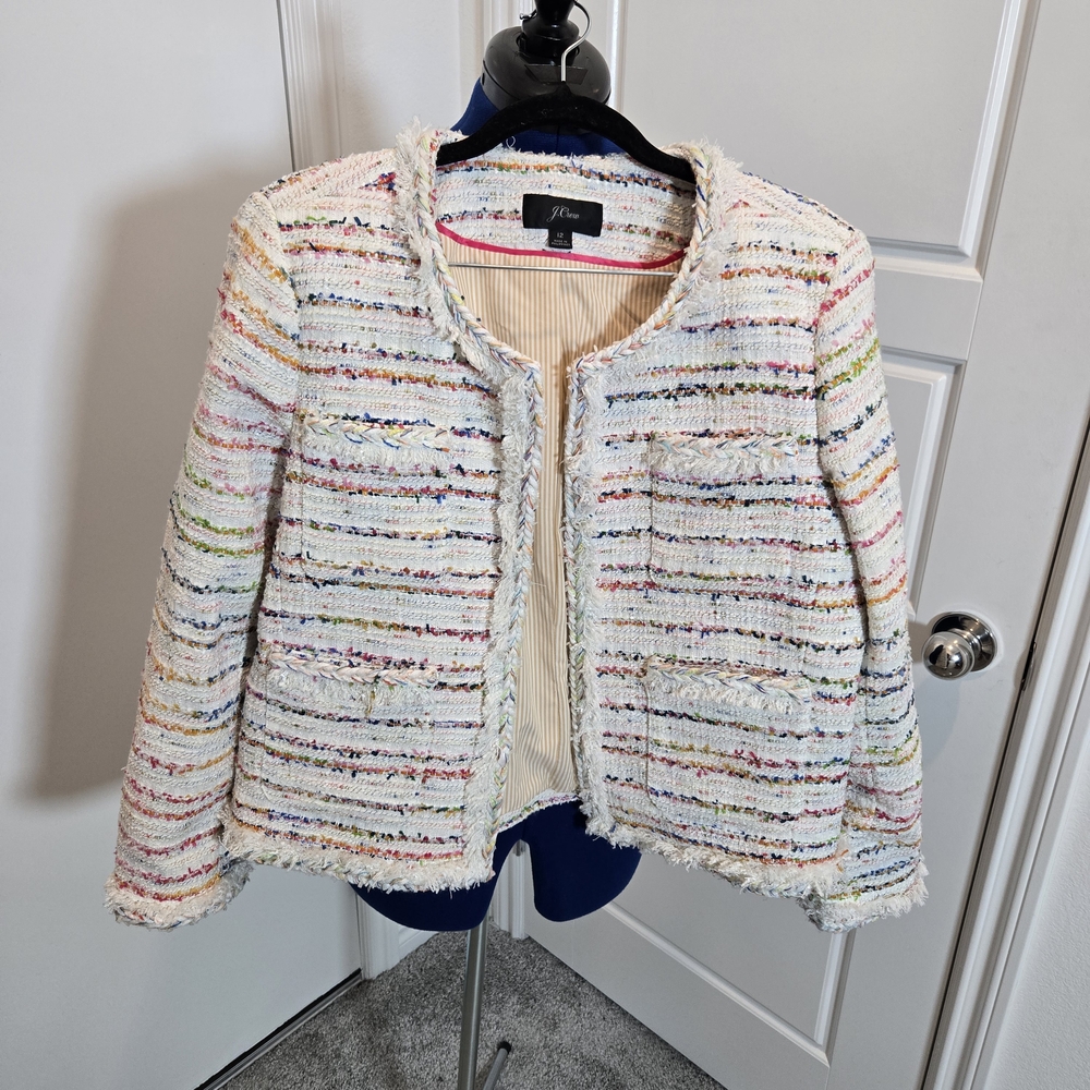 J. Crew Women's Colorful Striped Tweed Blazer